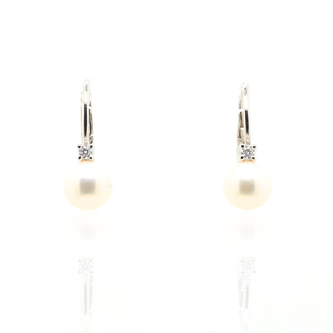 Orecchini Crivelli - Monachella in Oro Bianco con Diamanti e Perla