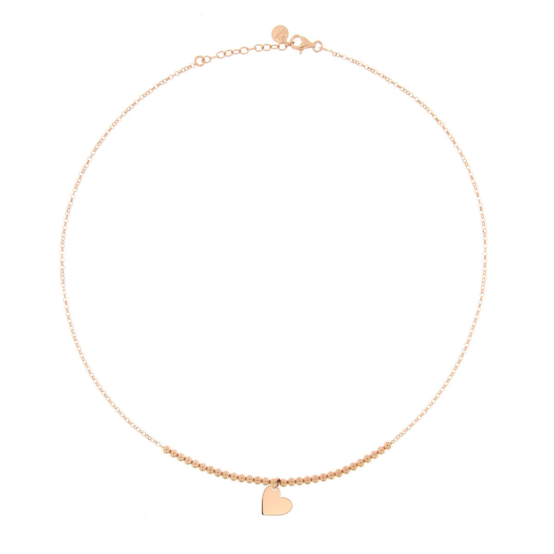Girocollo Pallini Con 1 Soggetto Micro Cuore Oro Rosa