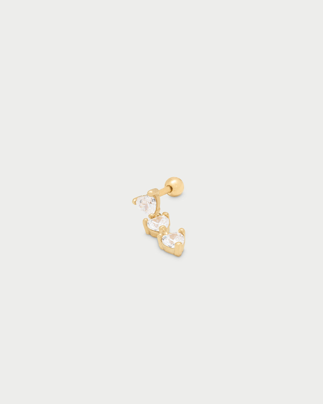 Helix piercing triple hearts yellow gold
