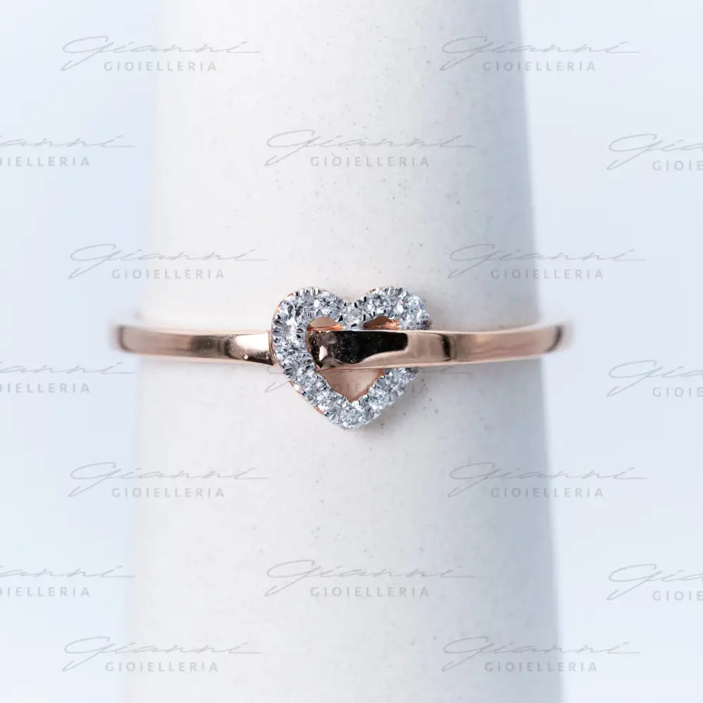 Anello cuore fantasia con Diamanti Crivelli