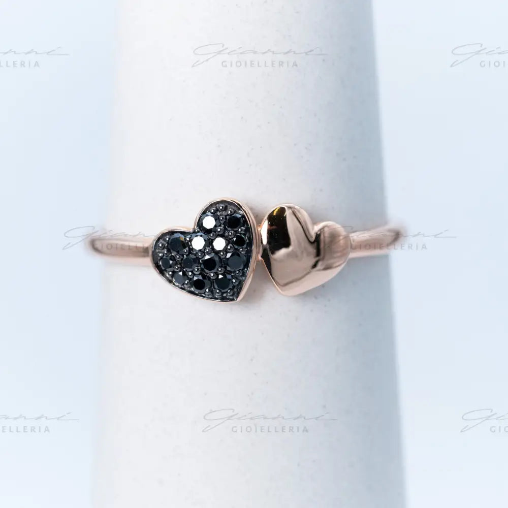 anello cuori diamanti neri Crivelli
