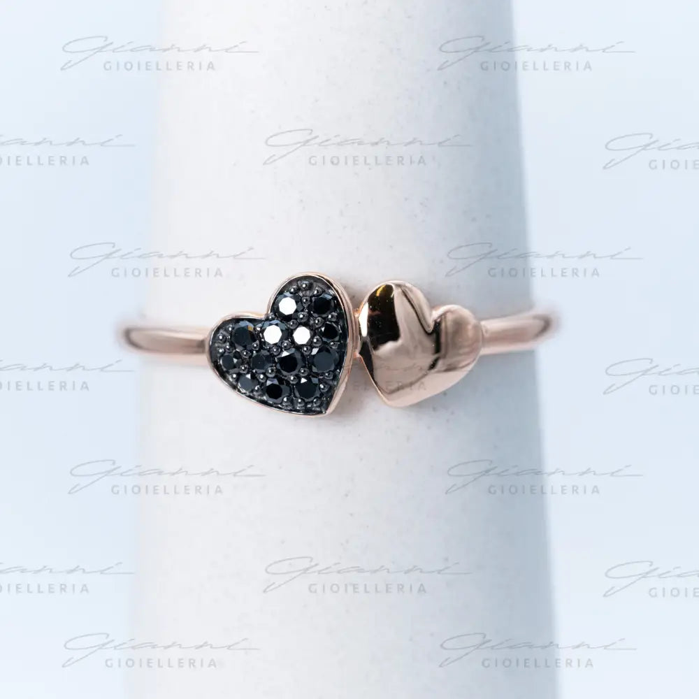 anello cuori diamanti neri Crivelli
