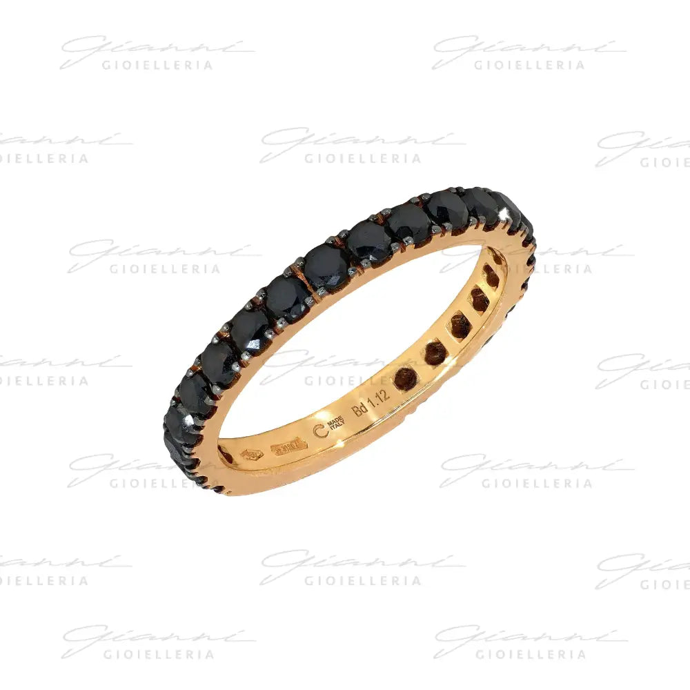 Anello Crivelli - Fedina in Oro Rosa con Diamanti Neri da 1,12 ct. Anelli