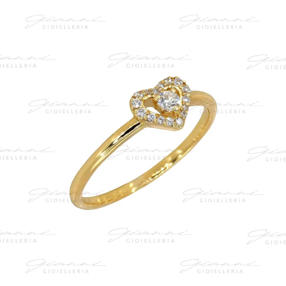 Anello Crivelli - Fantasia Cuore in Oro Giallo con Diamanti Anelli