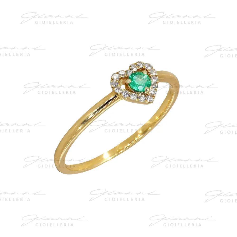 Anello Crivelli - Fantasia Cuore in Oro Giallo con Smerlando e Diamanti Anelli