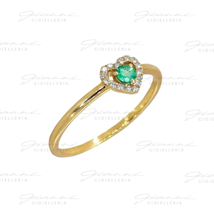 Anello Crivelli - Fantasia Cuore in Oro Giallo con Smerlando e Diamanti Anelli