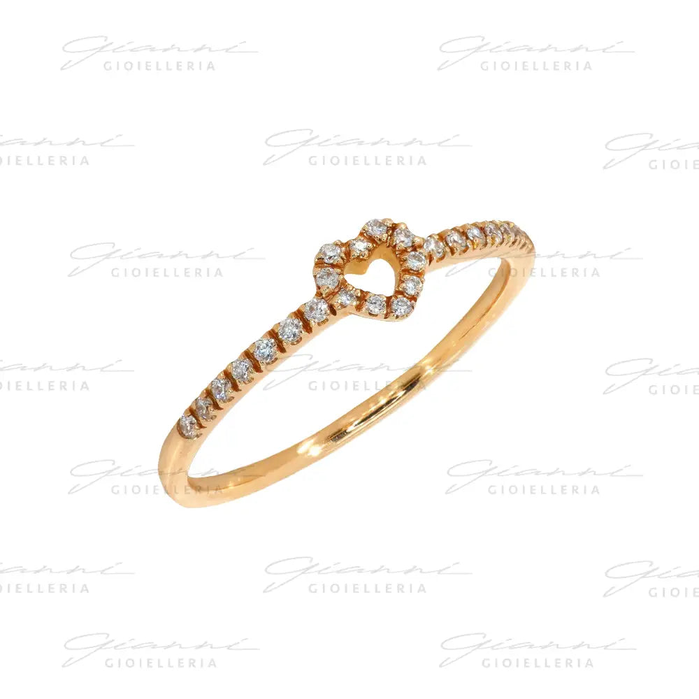 Anello Crivelli - Fantasia Cuore in Oro Rosa con contorno di Diamanti Anelli