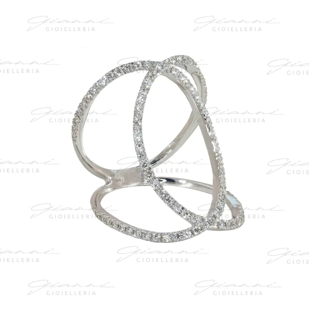 Anello Crivelli - Fantasia Intreccio in Oro Bianco e Diamanti Anelli