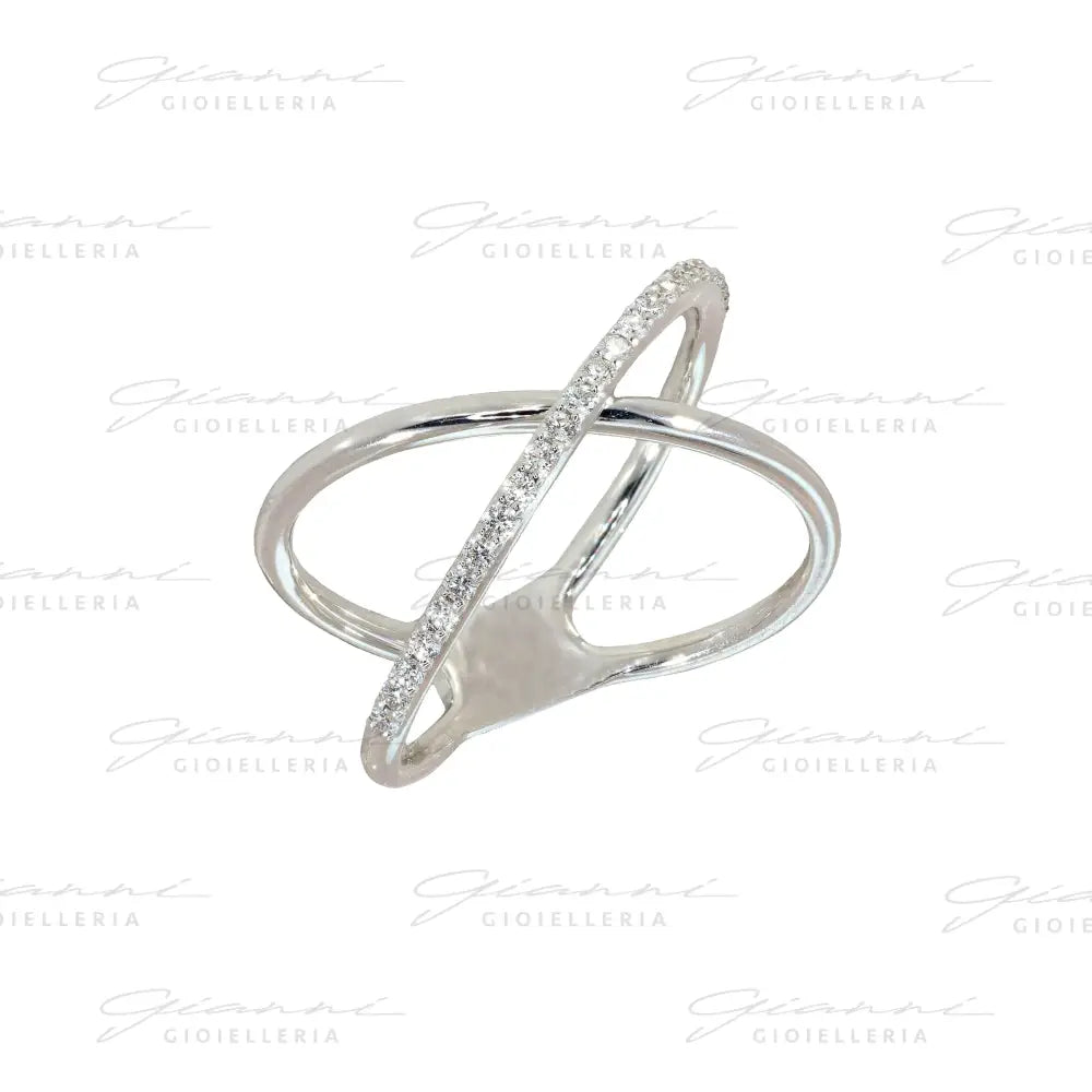 Anello Crivelli - Intreccio con Diamanti in Oro Bianco Anelli