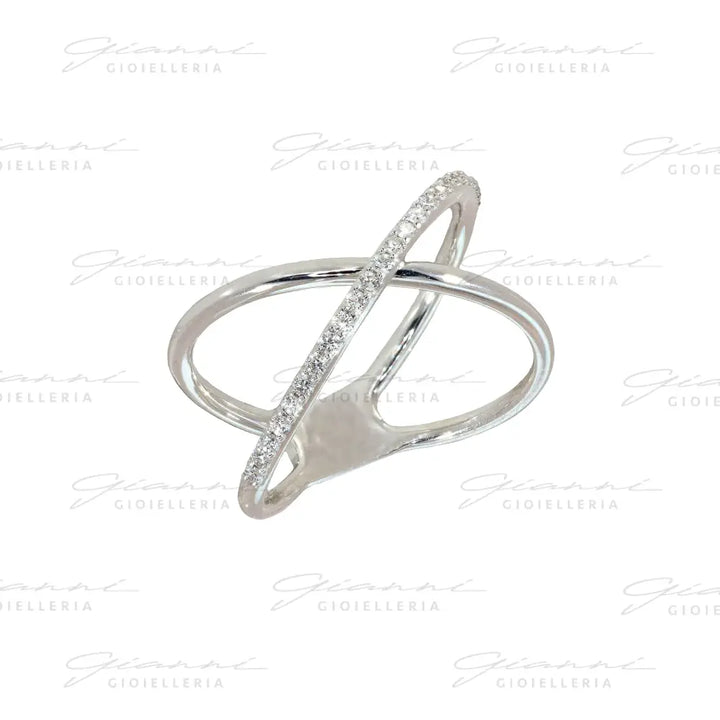 Anello Crivelli - Intreccio con Diamanti in Oro Bianco Anelli