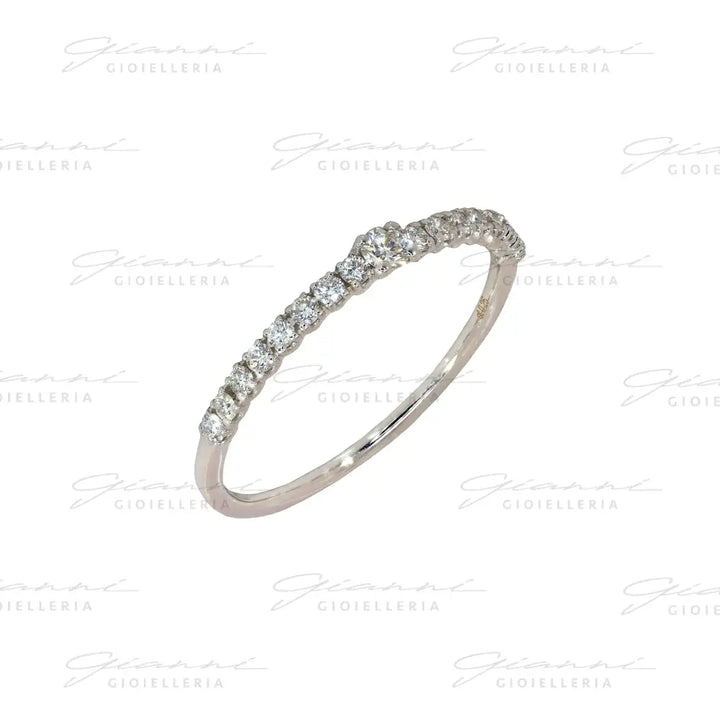 Anello Crivelli - Fedina in Oro Bianco con Diamanti laterali e Diamante centrale da 0,06 ct. Anelli