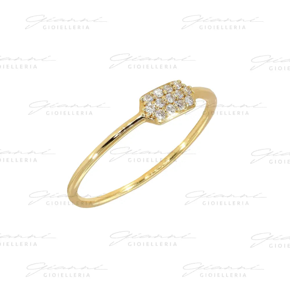 Anello Crivelli - Fedina in Oro Giallo con Pavè di Diamanti Anelli