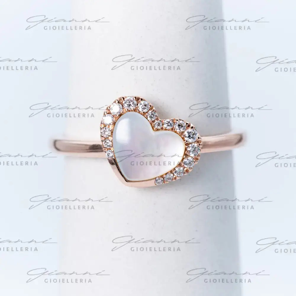 Anello Crivelli - Madreperla con contorno di Diamanti in Oro Rosa Anelli