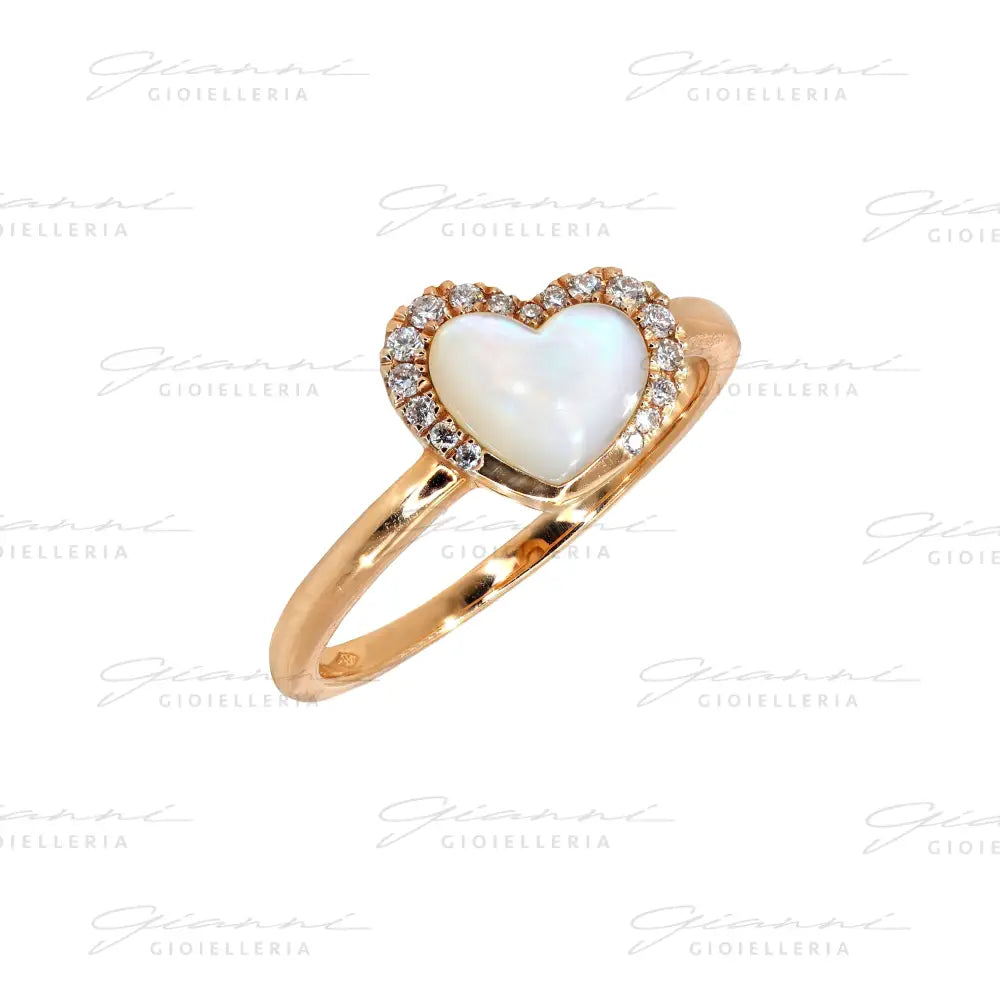 Anello Crivelli - Madreperla con contorno di Diamanti in Oro Rosa Anelli