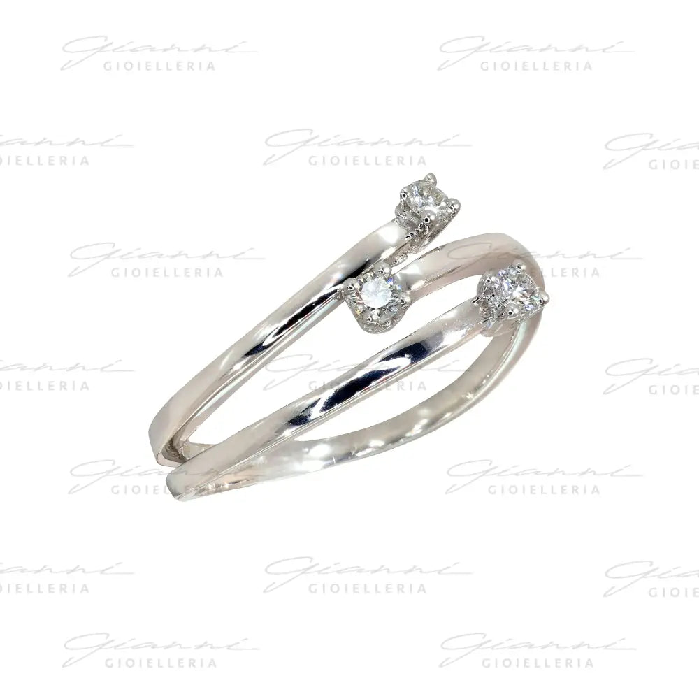 Anello Crivelli - Fantasia Vortice con Diamanti in Oro Bianco Anelli