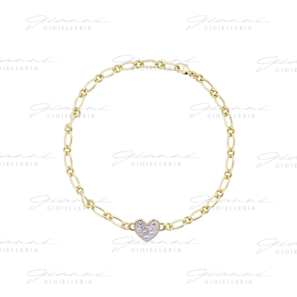 Bracciale Rue Des Mille - Catena Cheval Cuore Small Pavè Shapes Oro Giallo Bracciali