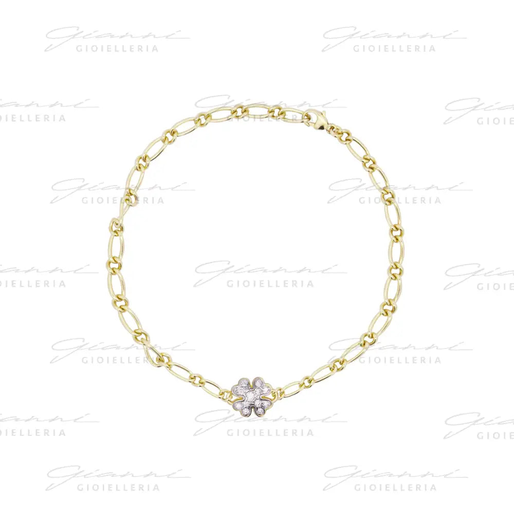 Bracciale Rue Des Mille - Catena Cheval Quadrifoglio Small Pavè Shapes Oro Giallo Bracciali