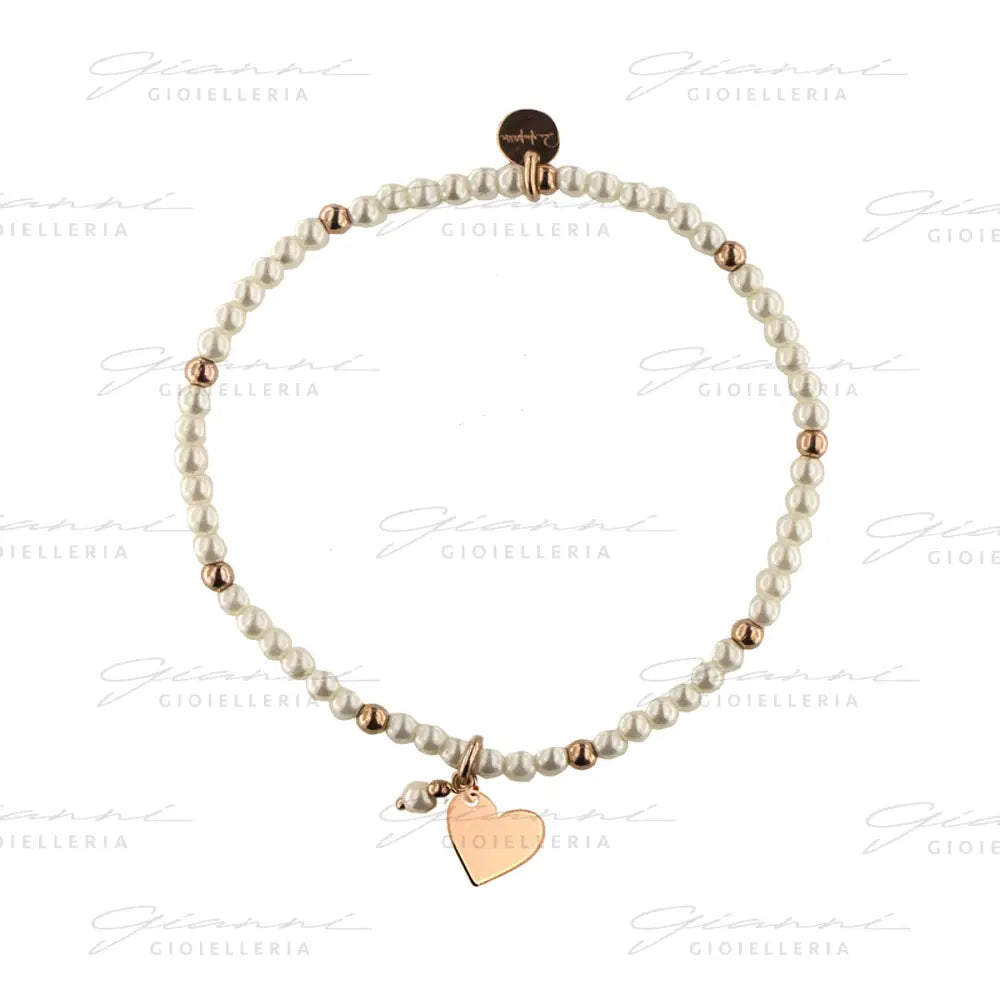 Braccialetto Rue Des Mille - Elastico Con Perle E Palline Cuore Bracciali