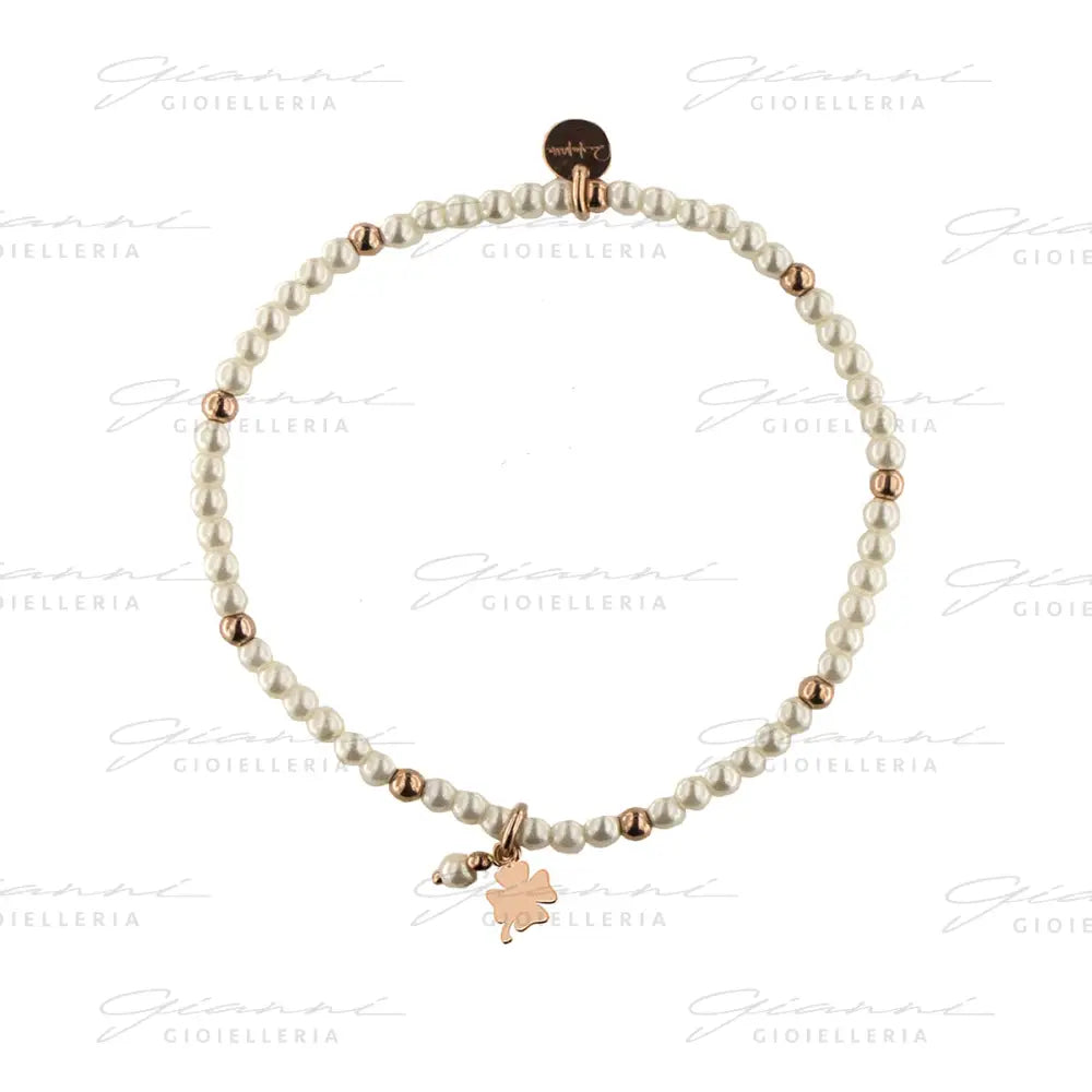 Braccialetto Rue Des Mille - Elastico Con Perle E Palline Quadrifoglio Bracciali