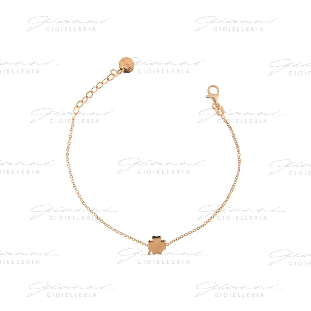 Braccialetto Rue Des Mille - Soggetto Centrale Bombato Quadrifoglio Oro Rosa Bracciali
