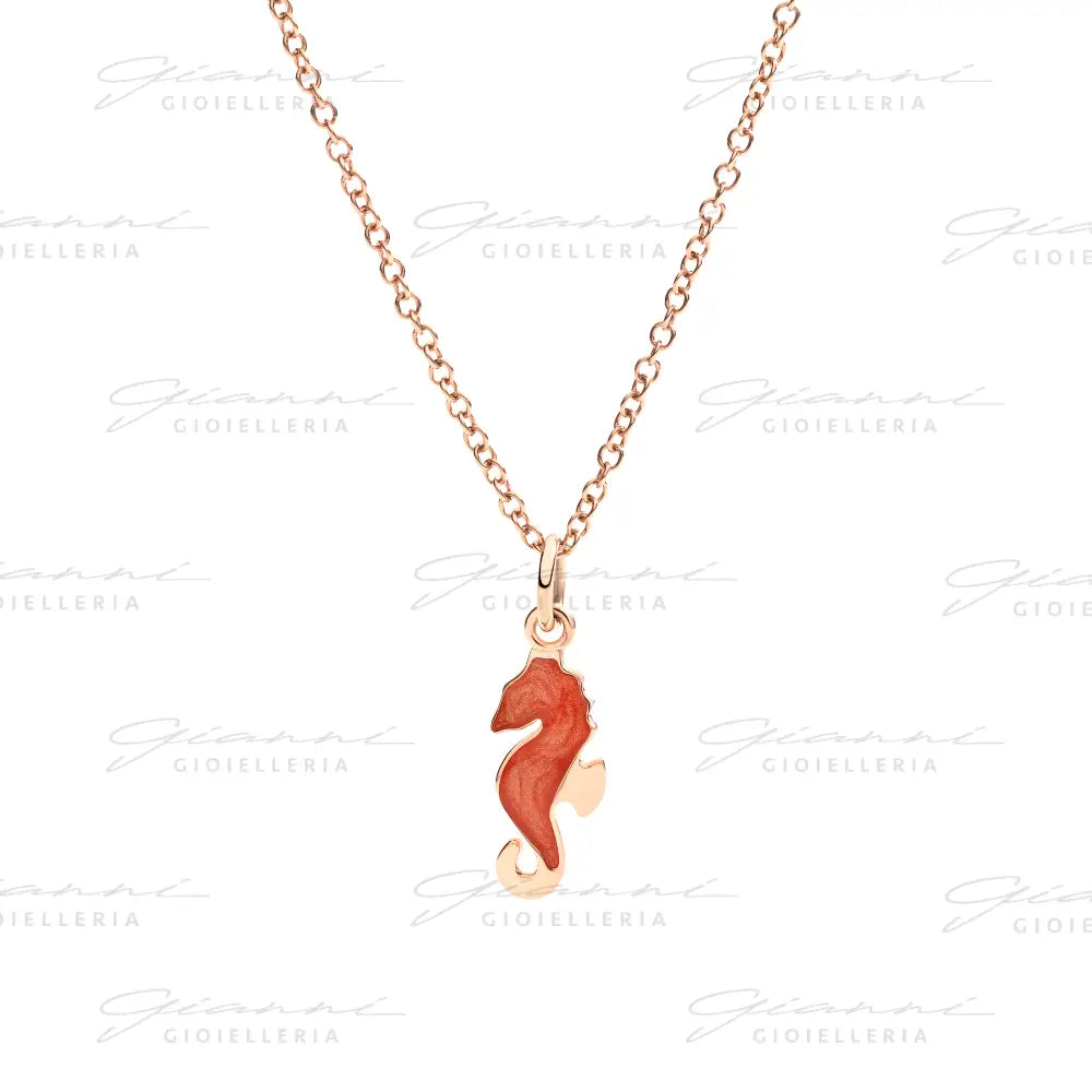 Ciondolo Dodo - Cavalluccio marino oro rosa & smalto Charm