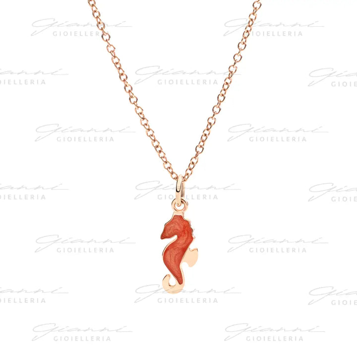 Ciondolo Dodo - Cavalluccio marino oro rosa & smalto Charm