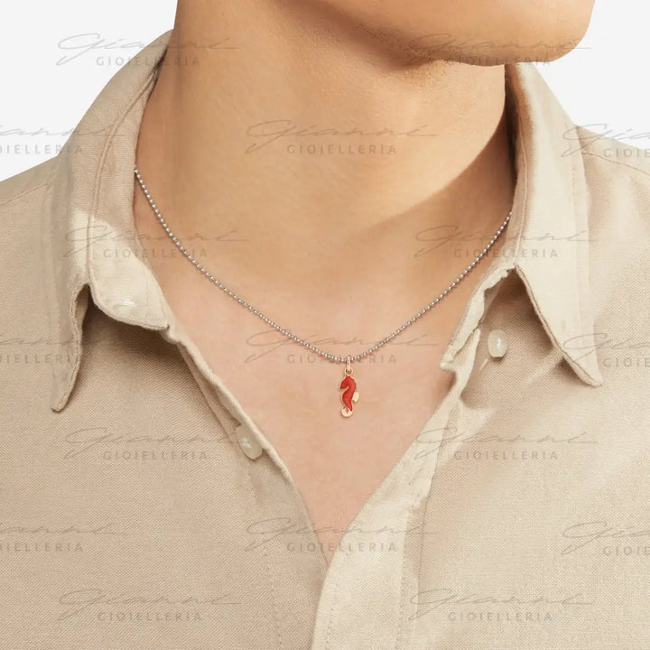 Ciondolo Dodo - Cavalluccio marino oro rosa & smalto Charm