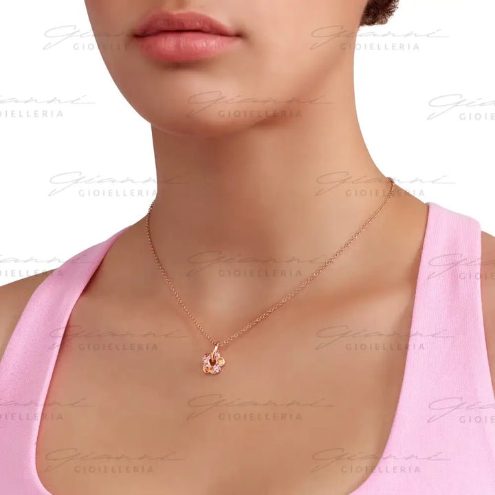 Ciondolo DoDo - Fiore oro rosa e zaffiro Charm