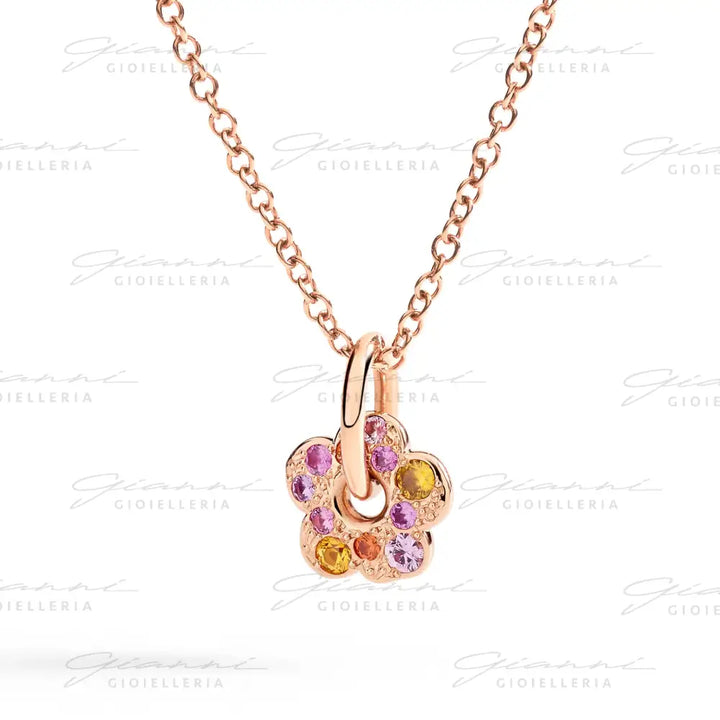 Ciondolo DoDo - Fiore oro rosa e zaffiro Charm