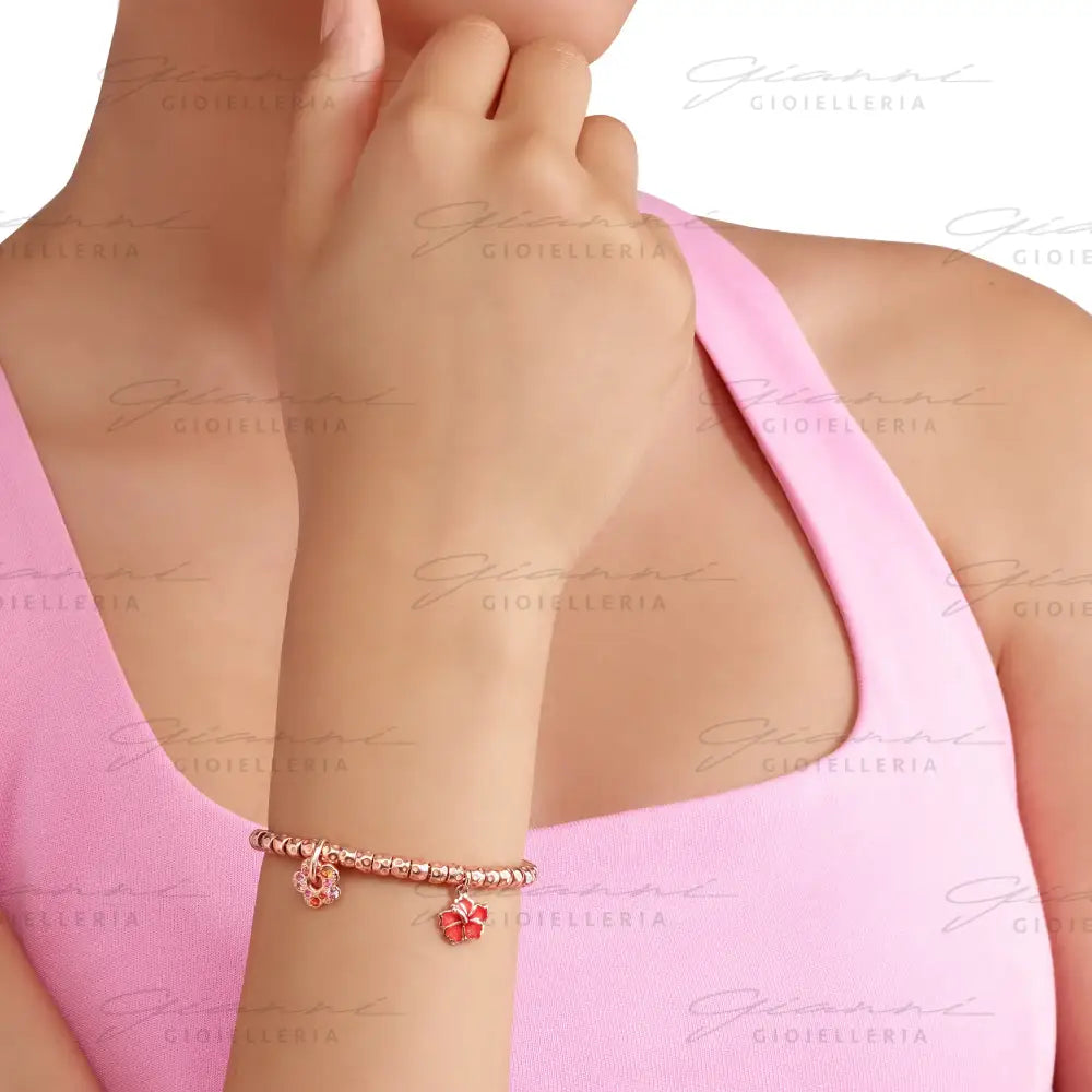 Ciondolo DoDo - Fiore oro rosa e zaffiro Charm