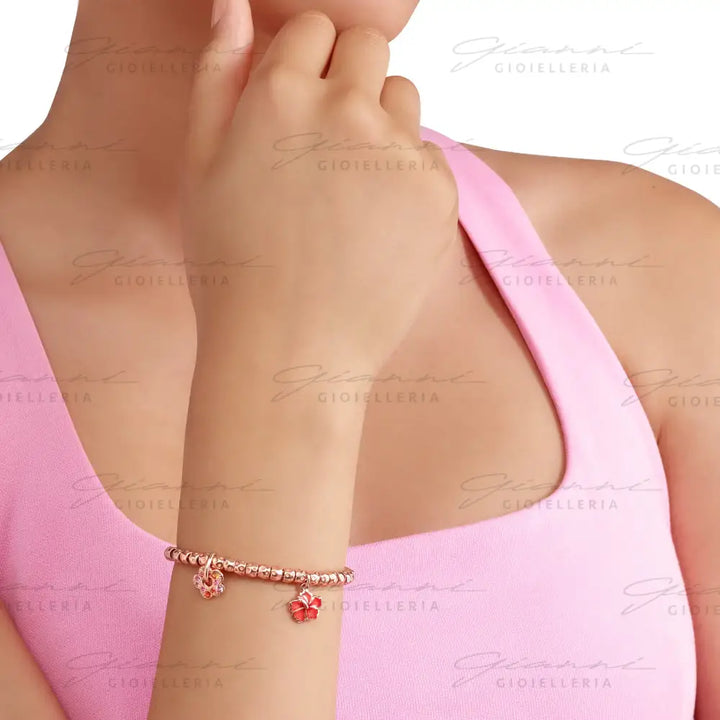 Ciondolo DoDo - Fiore oro rosa e zaffiro Charm
