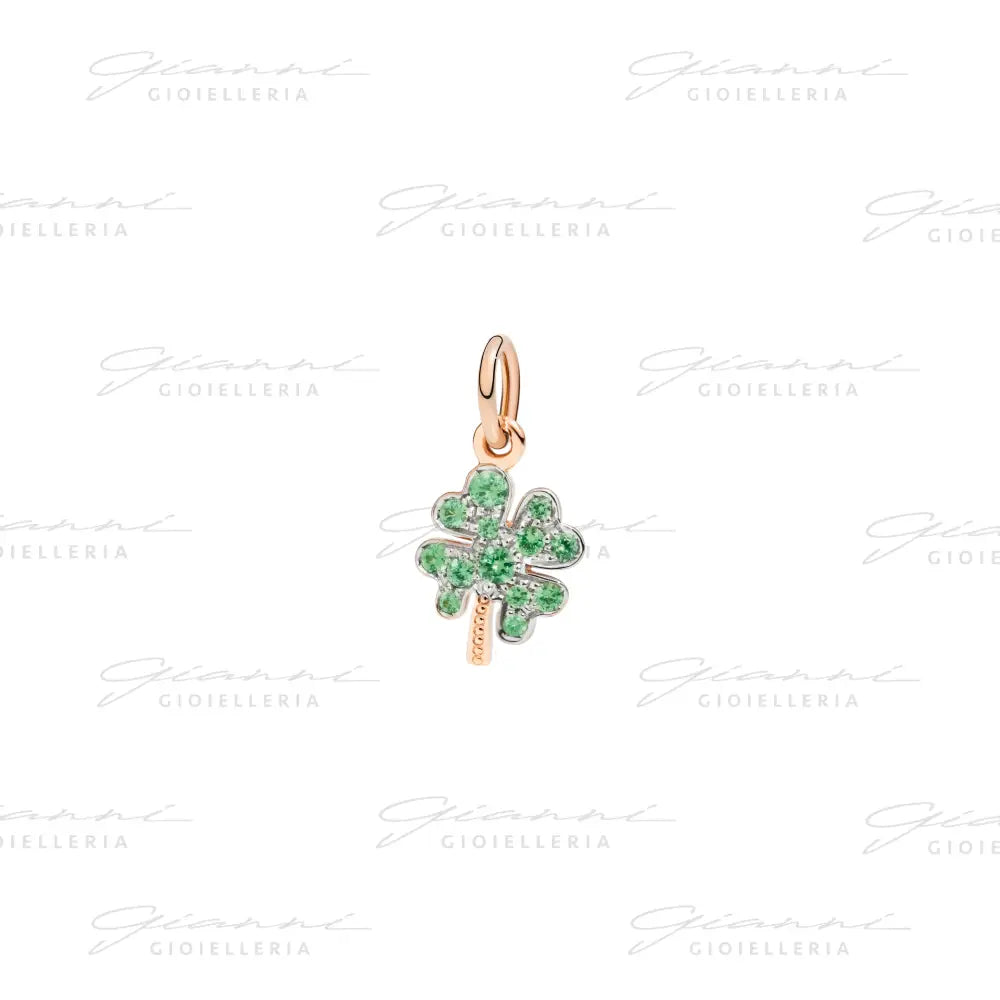 Ciondolo DoDo - Quadrifoglio oro rosa & tsavoriti Charm