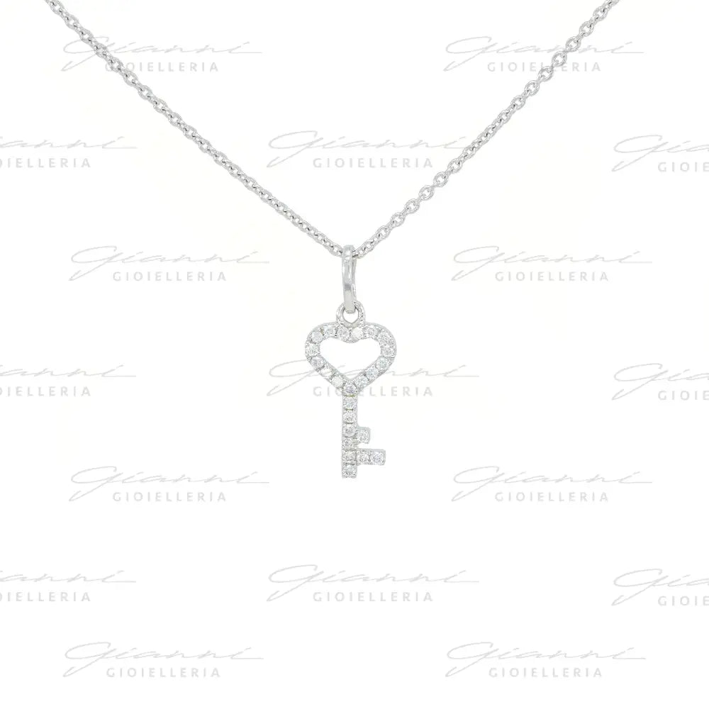 Girocollo Crivelli Fantasia Chiave in Oro Bianco con Diamanti Collane