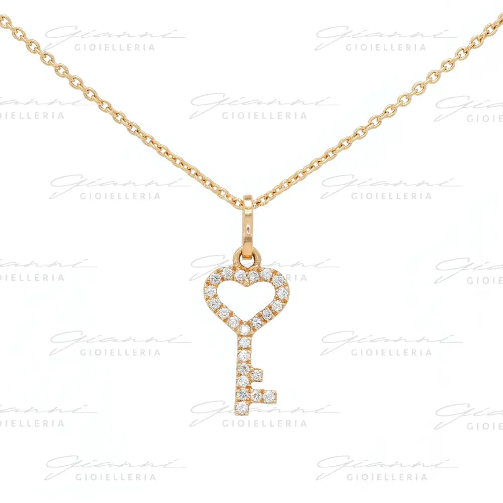Girocollo Crivelli Fantasia Chiave in Oro Rosa con Diamanti Collane