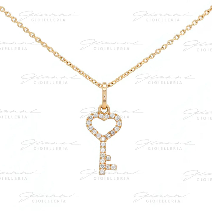 Girocollo Crivelli Fantasia Chiave in Oro Rosa con Diamanti Collane