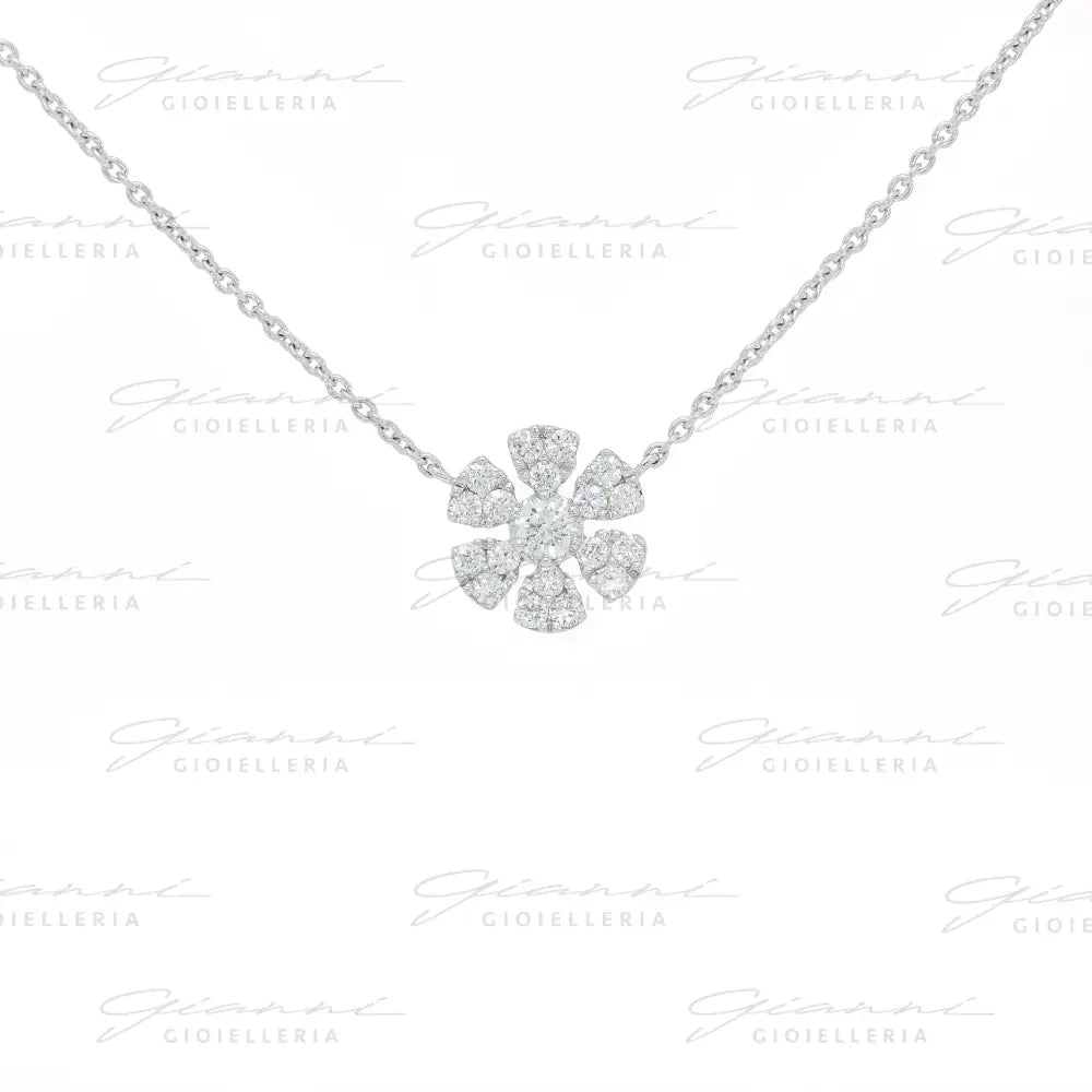 Girocollo Crivelli Fantasia Fiore in Oro Bianco con Diamanti Collane