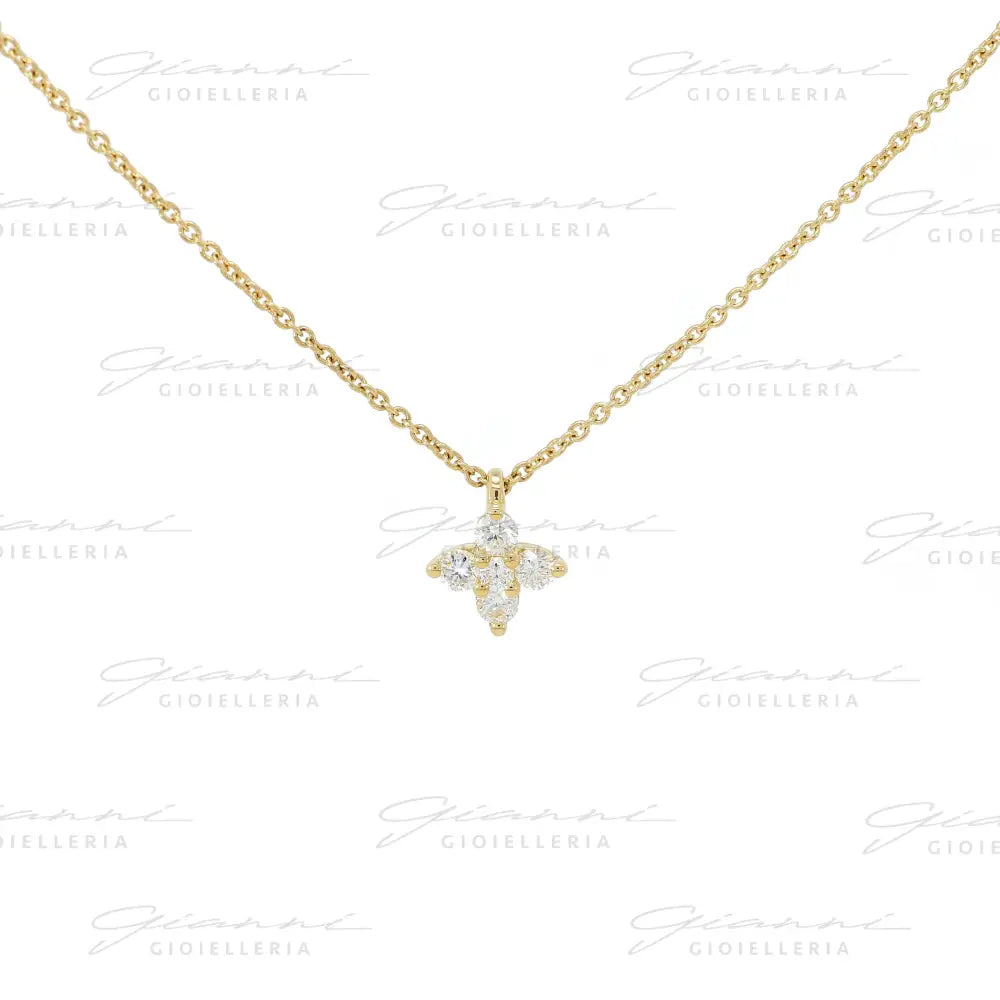 Girocollo Crivelli Fantasia Fiore in Oro Giallo con Diamanti Collane