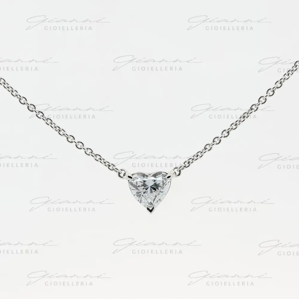 Girocollo Crivelli - Punto Luce con Diamante taglio Cuore in Oro Bianco Collane