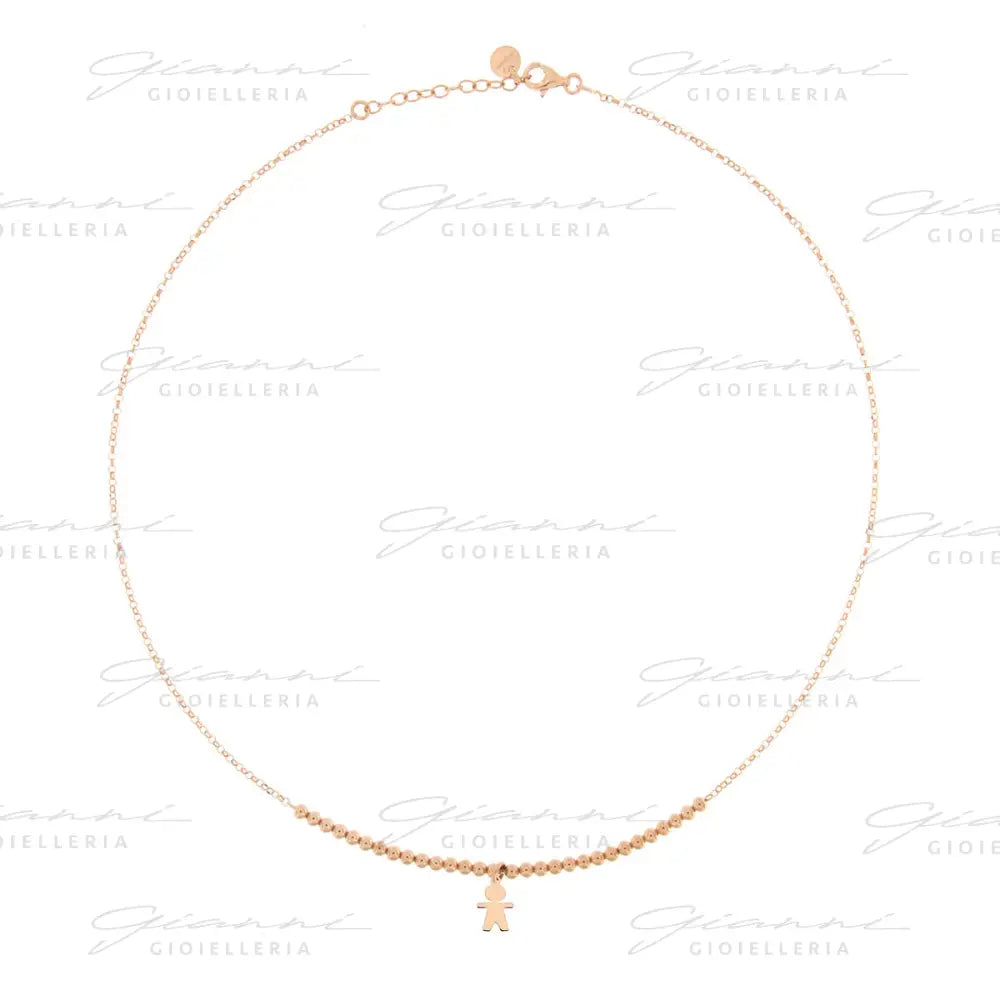 Girocollo Rue Des Mille - Pallini Con 1 Soggetto Micro Bimbo Oro Rosa Collane