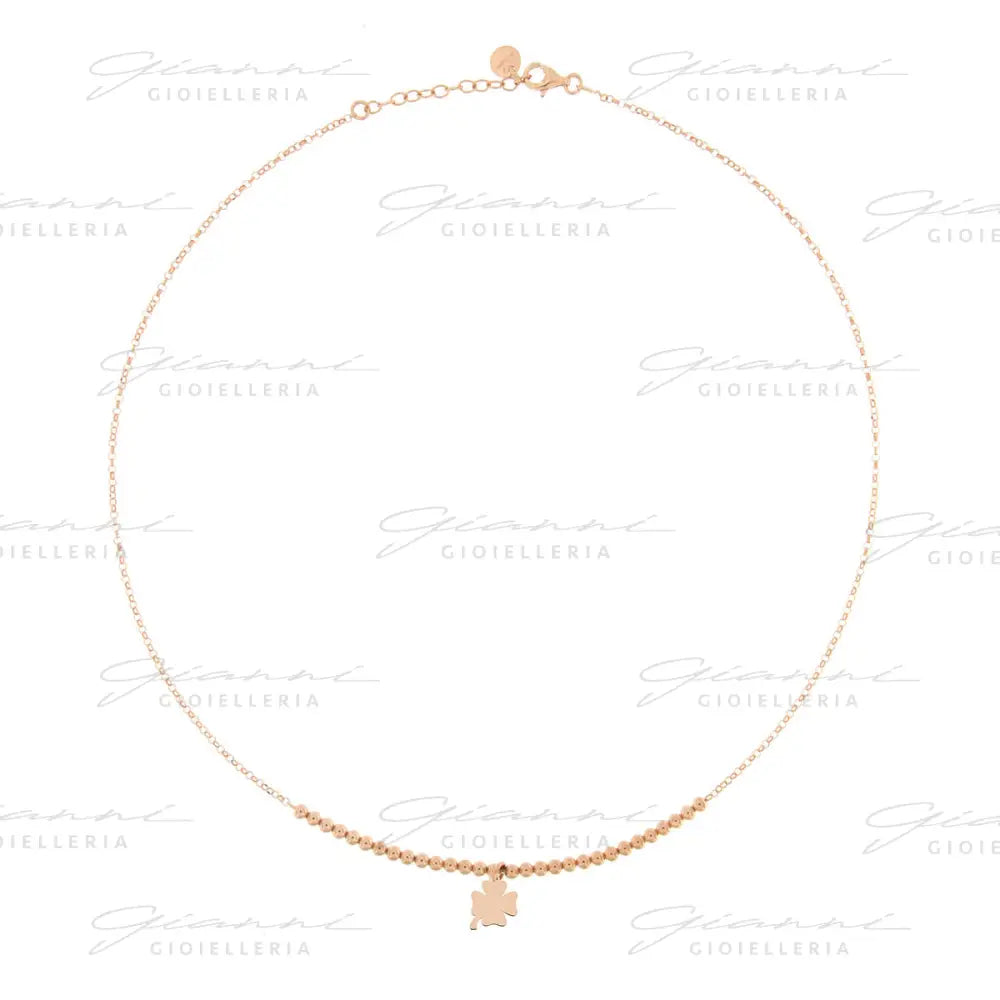 Girocollo Rue Des Mille - Pallini Con 1 Soggetto Micro Quadrifoglio Oro Rosa Collane