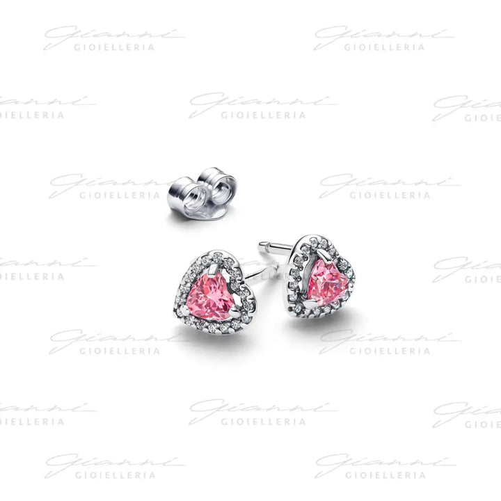 Orecchini Pandora - Cuori in Rilievo Rosa Orecchini