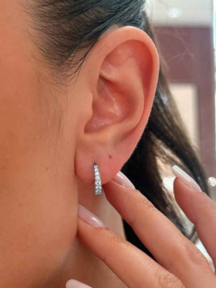 Orecchini Crivelli - Cerchietti Ovali in Oro Bianco e Diamanti