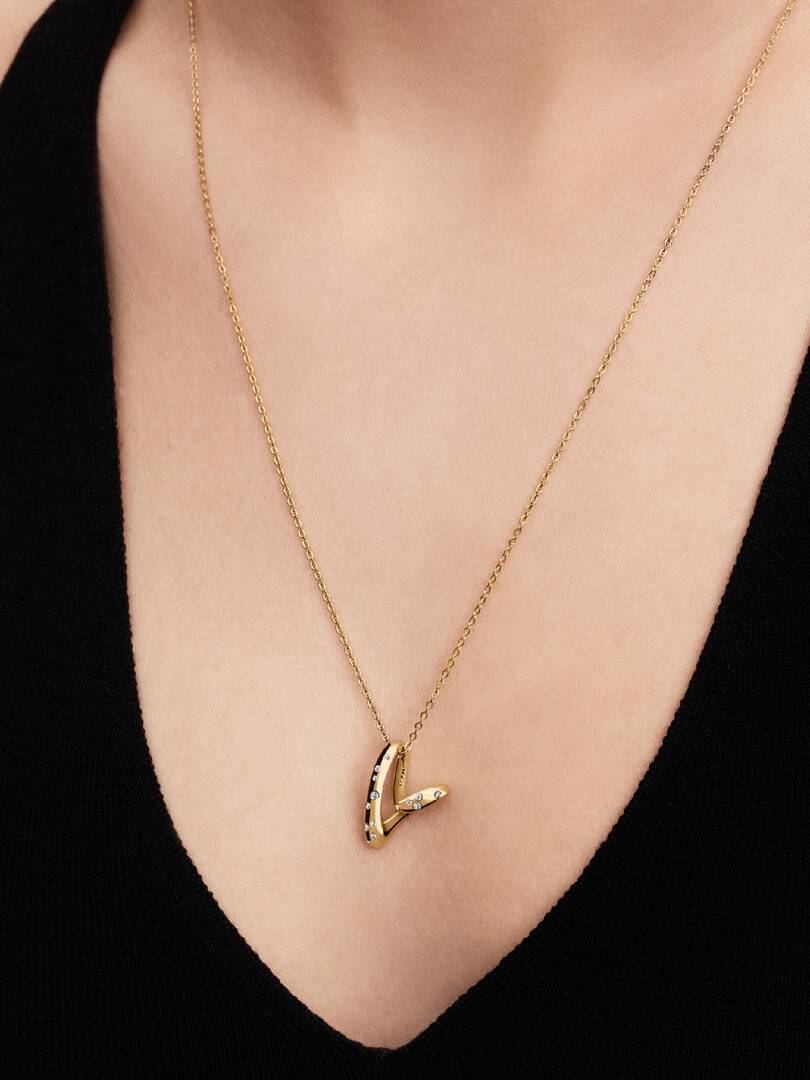 Collana Pandora - Cuore Linea Sinuosa con Pietre Luminose