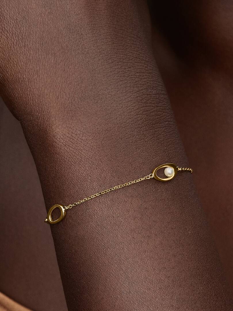 Bracciale Pandora - Ovali Linea Sinuosa e Perla D'Acqua Dolce Coltivata