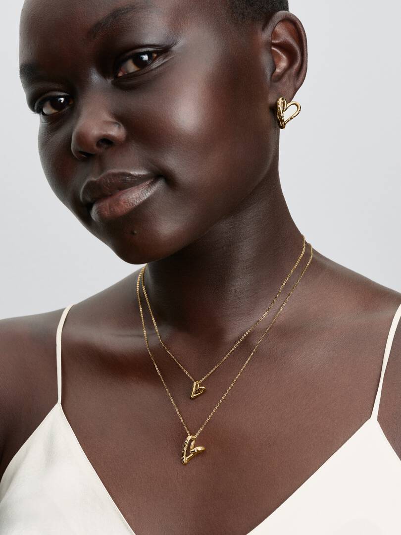 Collana Pandora - Cuore Linea Sinuosa con Pietre Luminose