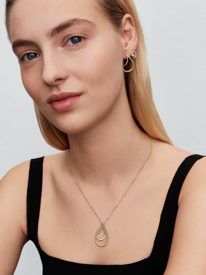 Orecchini Pandora - Linea Sinuosa Ovale con Perla d'Acqua Dolce Coltivata