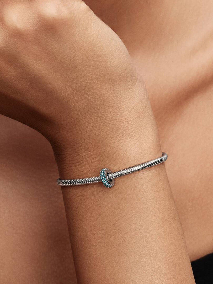 Charm Pandora - Distanziatore con Pietre Verde Acqua