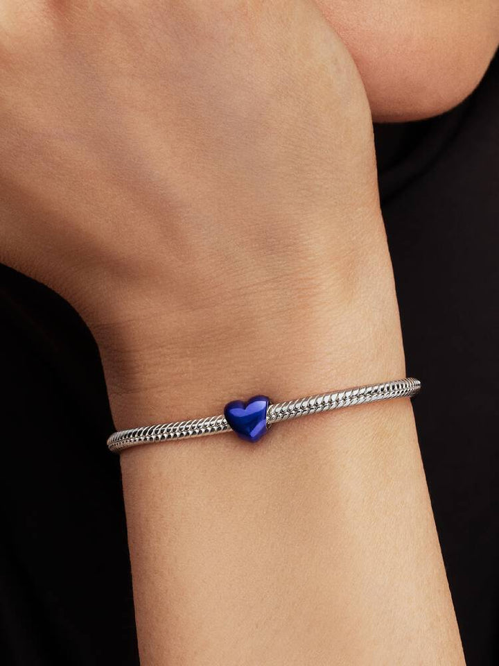 Mini Charm Pandora - Cuore effetto metallico blu