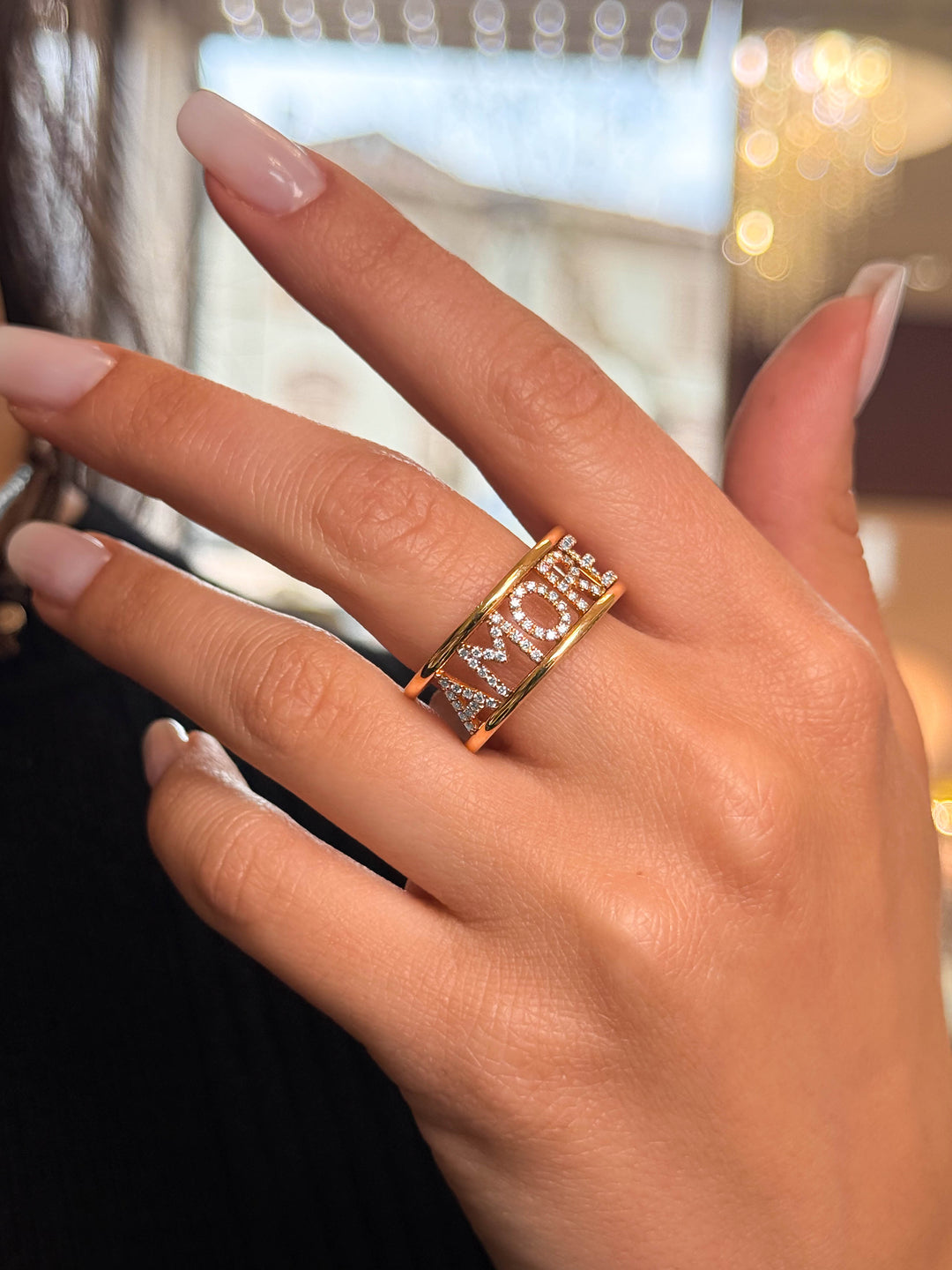 Anello Crivelli - Fantasia "AMORE" in Oro Rosa e Diamanti