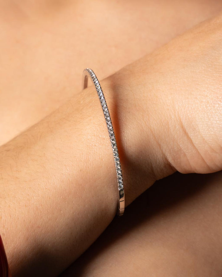 Bracciale Rigido Crivelli - Tennis Flessibile con Diamanti in Oro Bianco